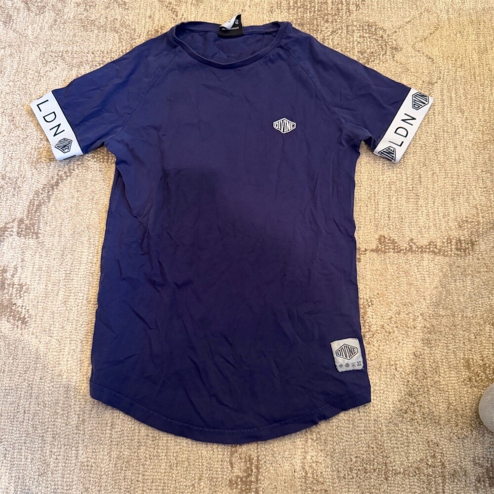 DIVINE LDN T-Shirt Womens XS Navy Blue Short Sleeve Crew Neck Streetwear